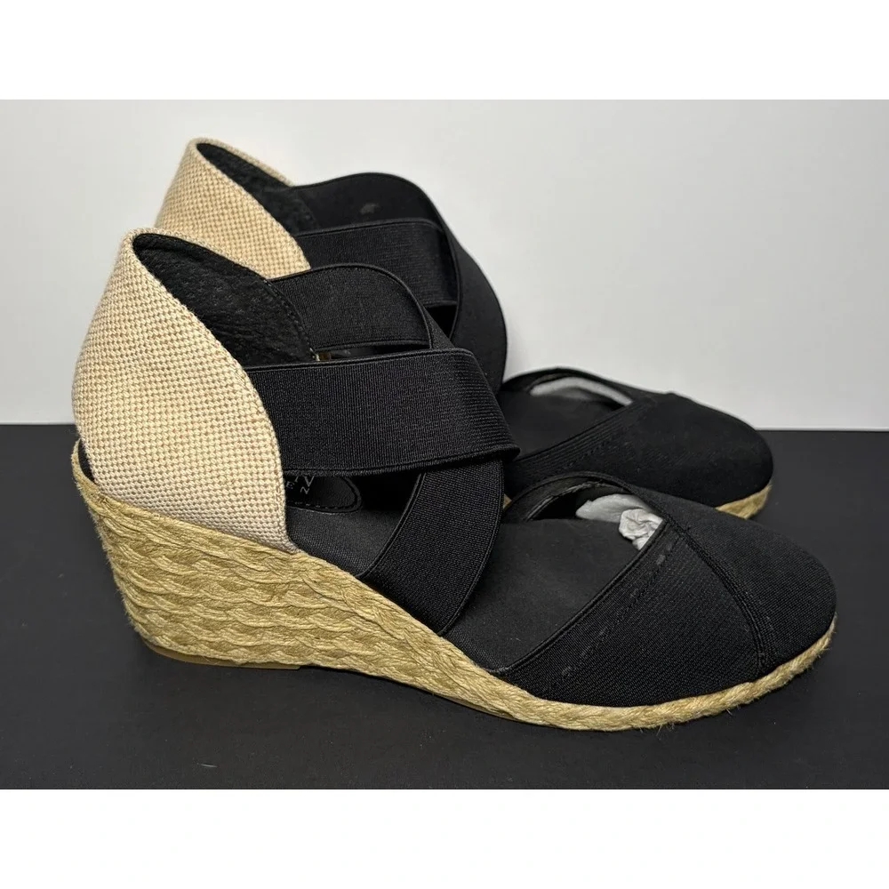 Lauren Ralph Lauren Collins Black Elastic Wedges Women's 7.5B M